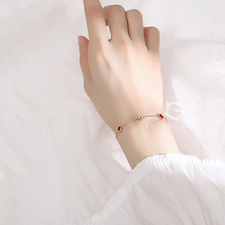 RainbowGirl ブレスレット レディース お花 四つ葉のクローバー 円 