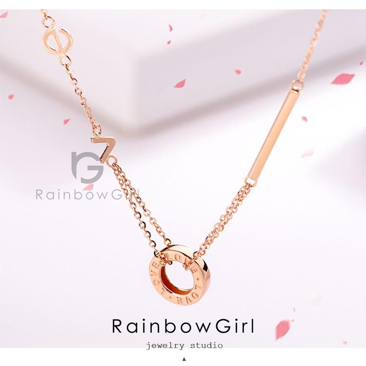 RainbowGirl ブレスレット レディース ピンクゴールド LOVE バー 