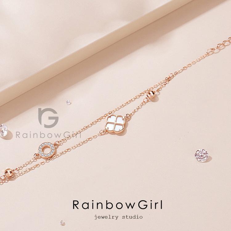 RainbowGirl ブレスレット レディース 四つ葉のクローバー お花 リング