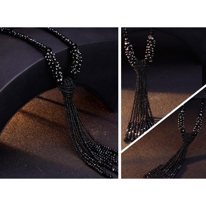 ネックレス レディース ラリエット 水晶 クリスタル チェーン ロング 