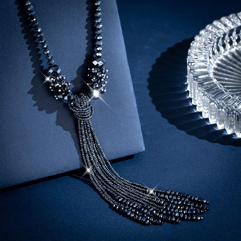 ネックレス レディース ラリエット 水晶 クリスタル チェーン ロング 