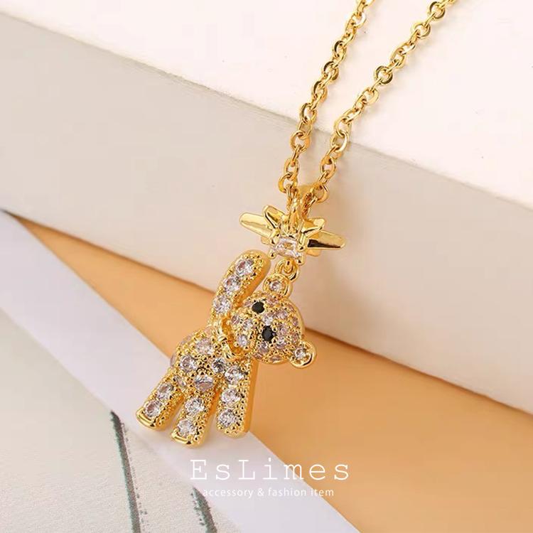 ネックレス レディース 熊 くま 可愛い 星 きらきら ステンレス 贅沢