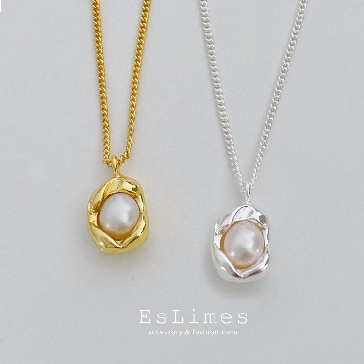 ネックレス レディース パール 小ぶり ビーン 豆 チェーン シルバー