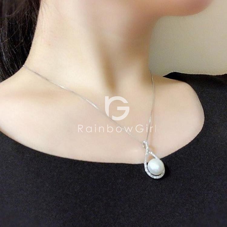 RainbowGirl ネックレス レディース 一粒パール 真珠 超豪華40粒 雫 