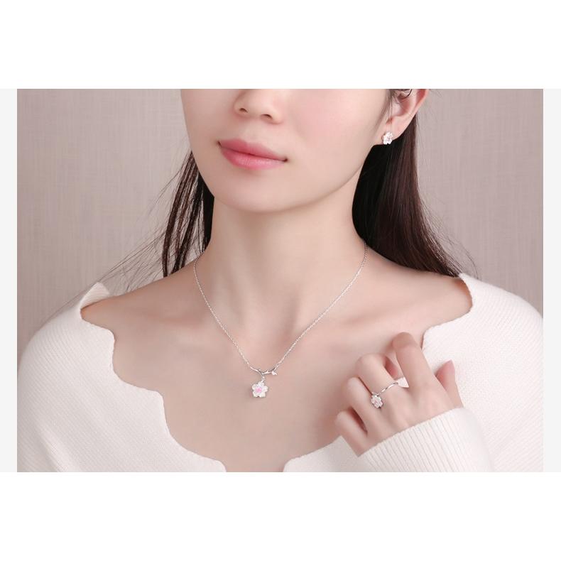 RainbowGirl ネックレス レディース 桜 さくら お花 梅 ピンクダイヤ 