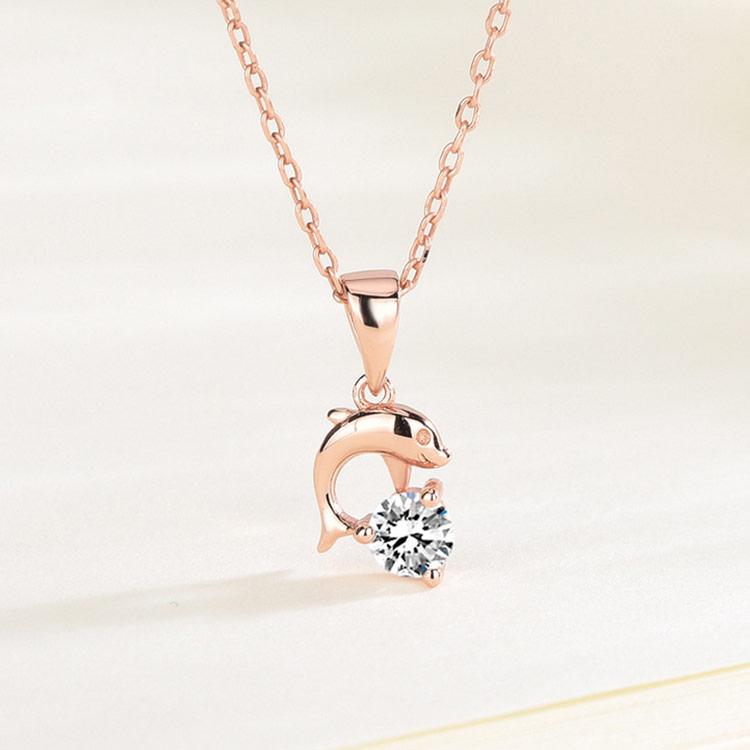 0.25カラット ドルフィン コイン お守り ネックレス シルバー925 