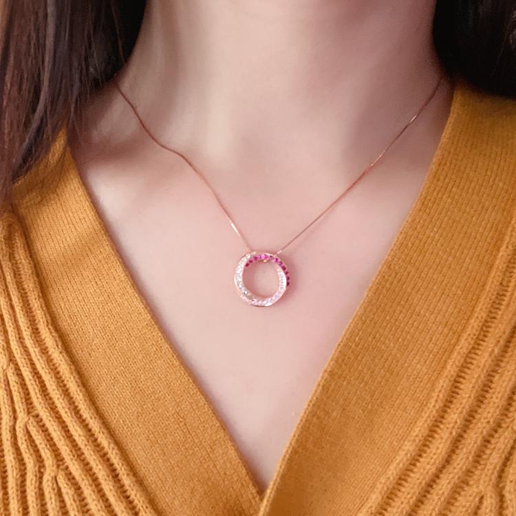 ネックレス レーディス リング 3色 贅沢36粒 カラフル リングネックレス 誕生日プレゼント ホワイトデーお返し 女性 人気_7