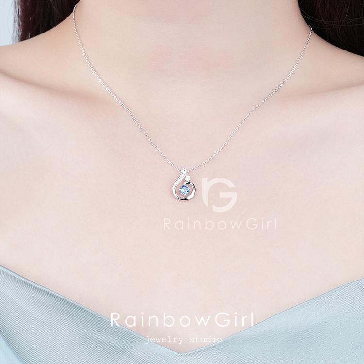 RainbowGirl ネックレス レディース しずく 雫 ドロップ ブルー