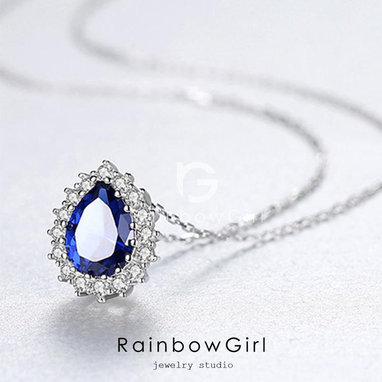 RainbowGirl ネックレス レディース しずく 選べる3色 ブルー