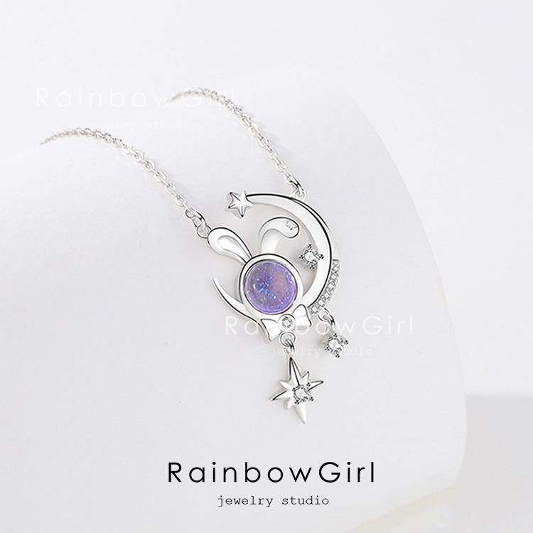 RainbowGirl ネックレス レディース うさぎ 月の兎 星 可愛い