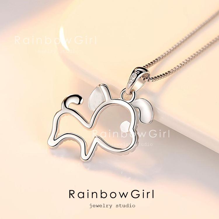 RainbowGirl 犬 ネックレス レディース 子犬 犬ペンダント 可愛い