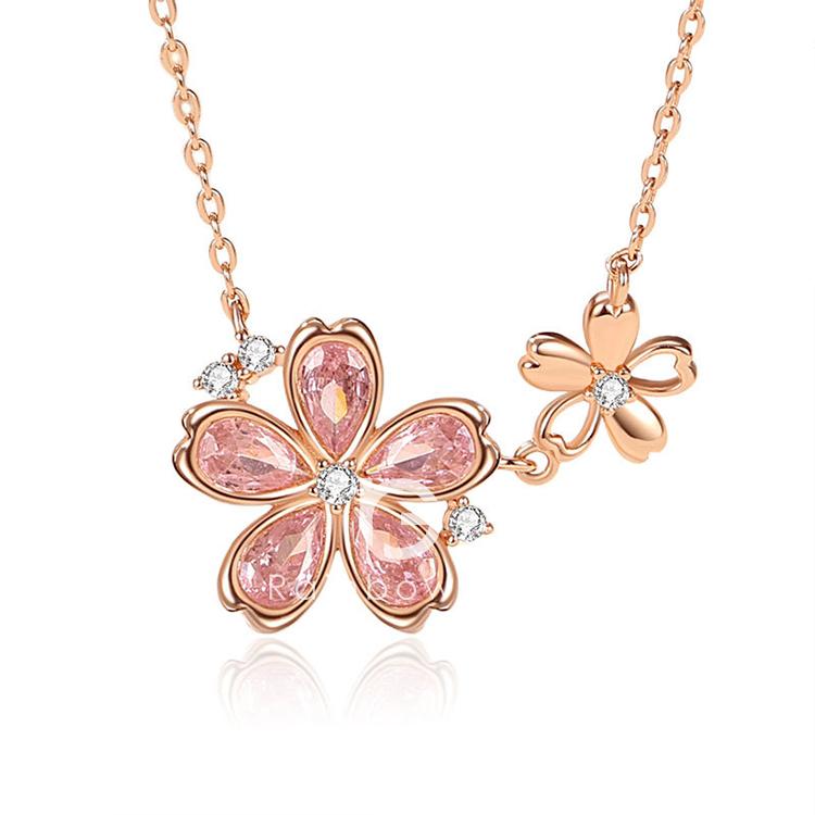 ＊桜姫 さま　　ピンクゴールドダイヤペンダント RainbowGirl ネックレス レディース さくら 桜 花びら ピンクダイヤ