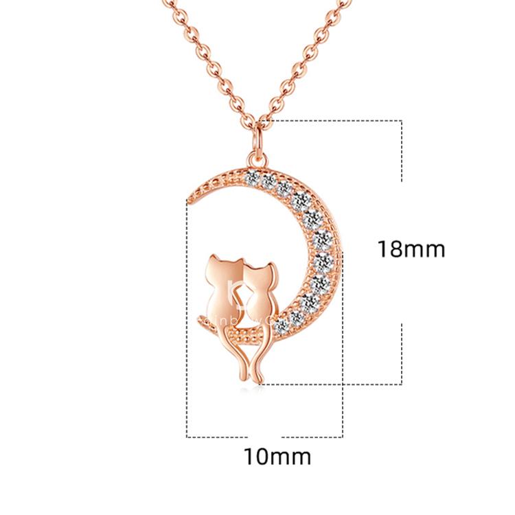 RainbowGirl ネックレス レディース 猫ペンダント 月 猫 2匹 ラブ
