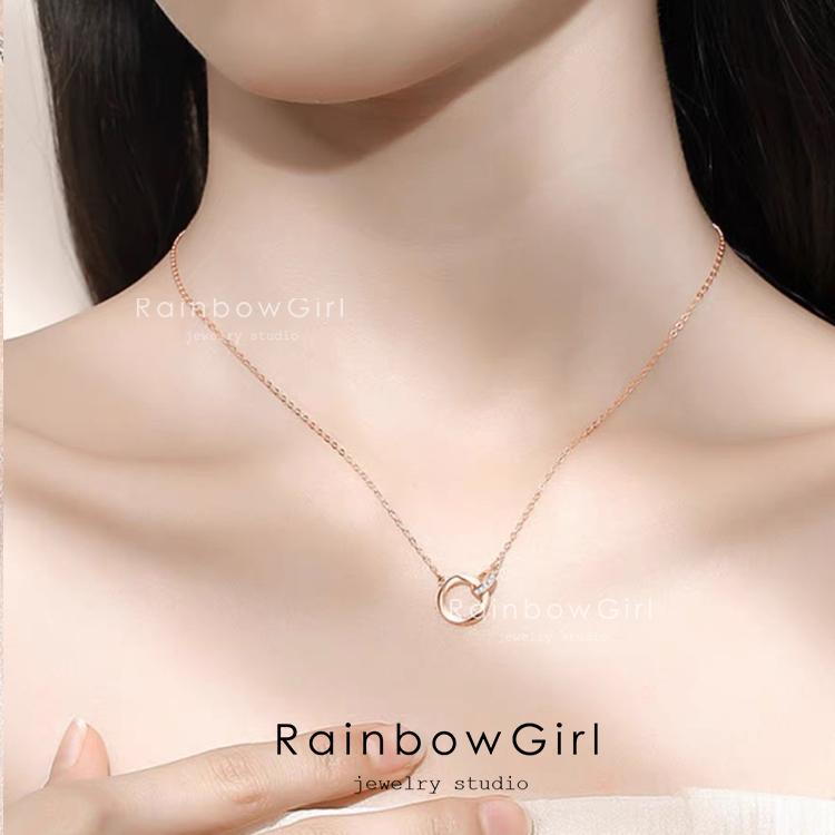 ネックレス レディース 永遠の愛 ダブルリング 無限 ピンクゴールド 女性 ホワイトデーお返し お祝い ギフト 誕生日 ホワイトデーお返し_5