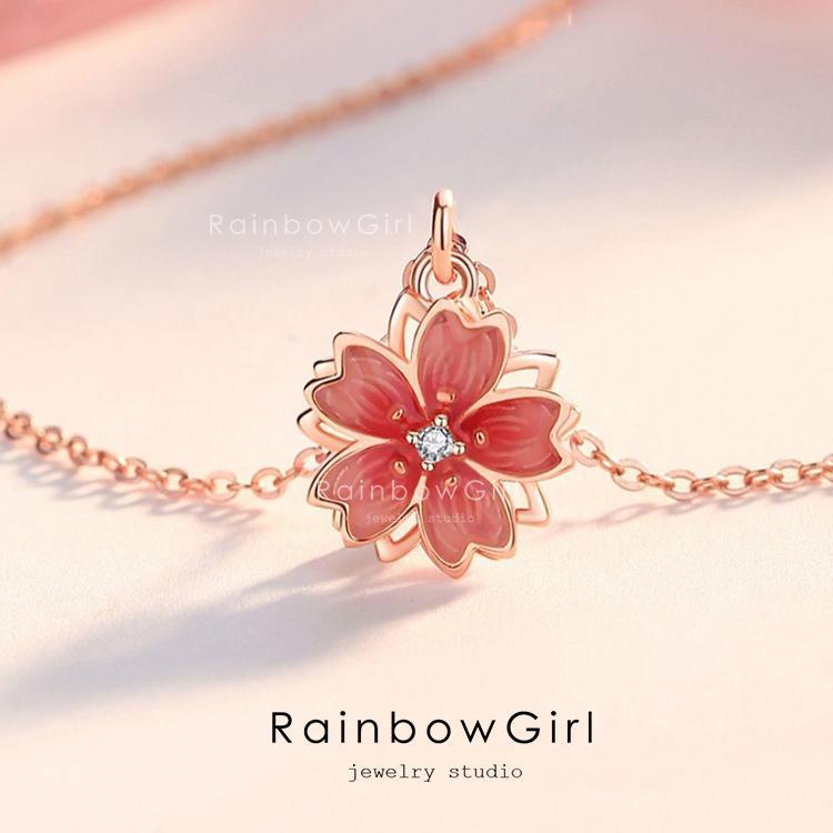 RainbowGirl ネックレス サクラ 桜 花 華 RainbowGirl 桜ネックレス レディース さくら 回る 花びら 大人可愛い