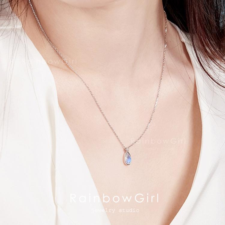 RainbowGirl ネックレス レディース ムーンストーン 雫 しずく ティア
