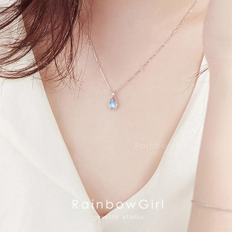 RainbowGirl ネックレス レディース ムーンストーン 雫 しずく ティア 