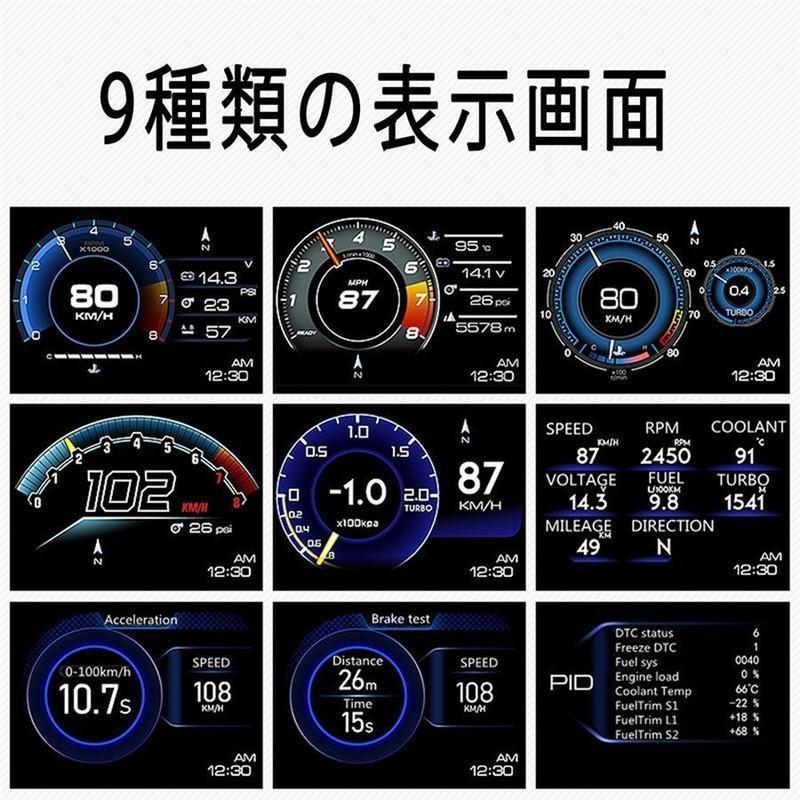 最先端 メーター GPS OBD2 両モード スピードメーター ヘッドアップディスプレイ HUD 12V 追加メーター AP-6 PDFの日本語説明書有り｜eslye-led｜11