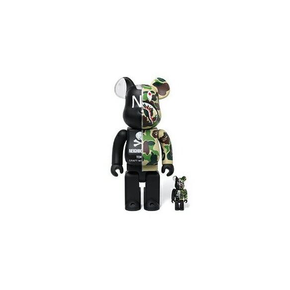 2019 A BATHING APE × NEIGHBORHOOD BE@RBRICK 100% & 400% SET/エイプ