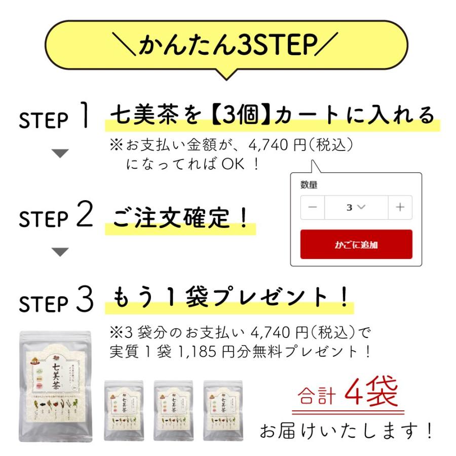 七美茶 20包 3個買うと1個おまけ ダイエット 茶 国産 美容 健康茶 スッキリ　ノンカフェイン | エソラ漢方薬本舗 | 01