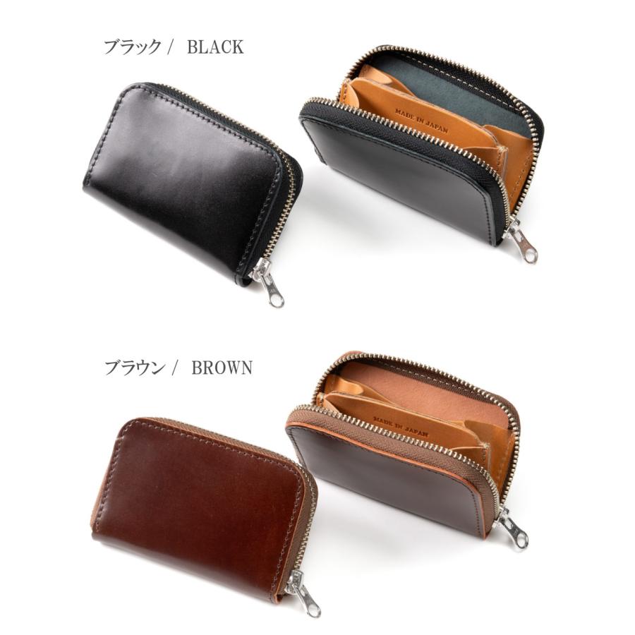 ミニ財布 メンズ コードバン ラウンドファスナー 本革 革 馬革 小さい