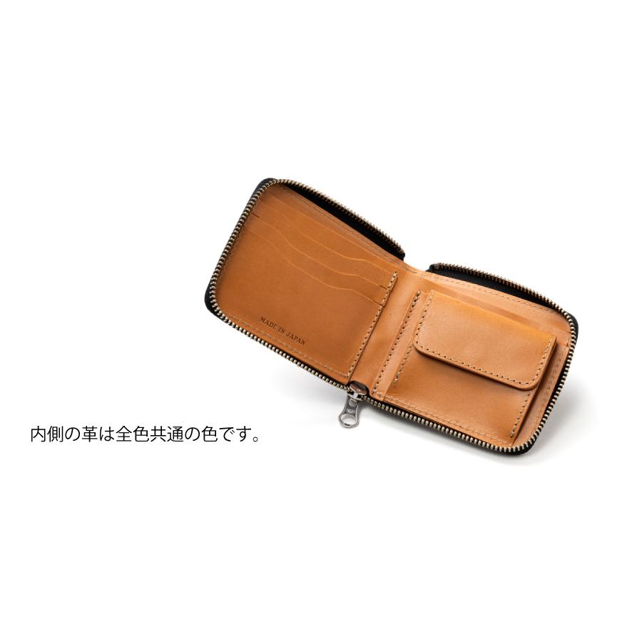 コードバン 二つ折り財布 ラウンドファスナー メンズ 革 本革 馬革