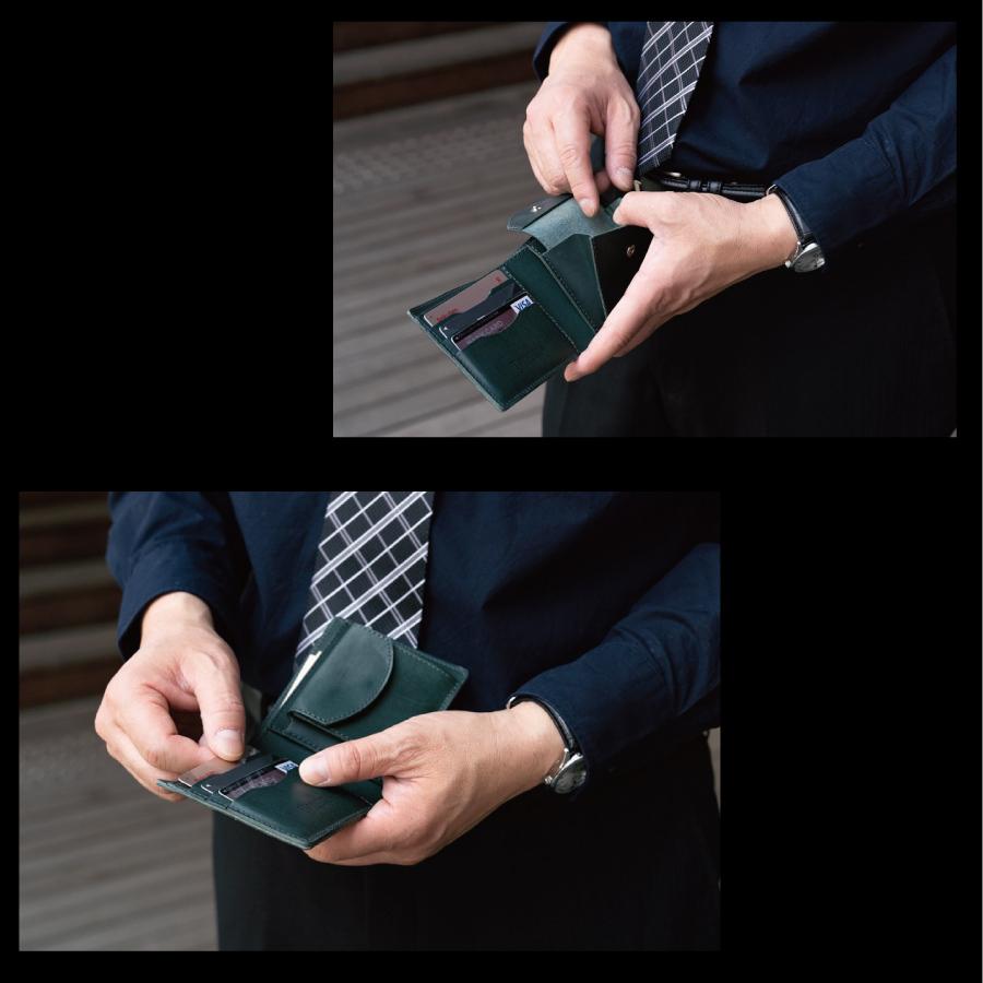 二つ折り 財布 メンズ エルバマット 本革 ヌメ革 革 コンパクト 小銭