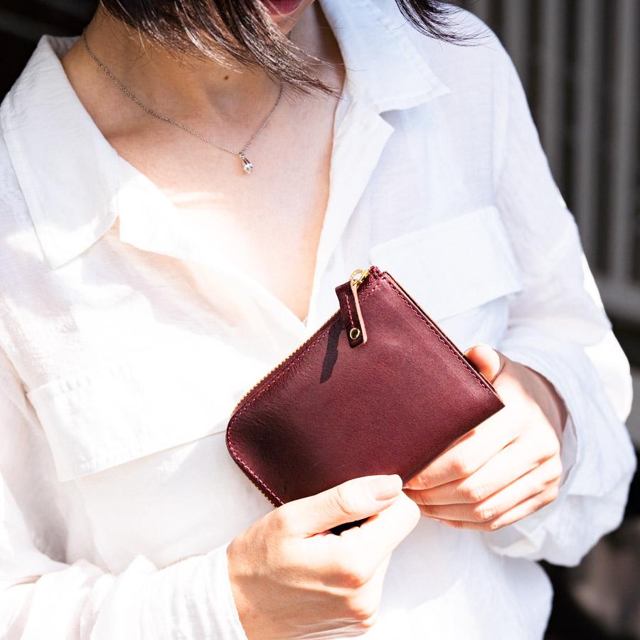 ミニ財布 L字ファスナー メンズ レディース 本革 ヌメ革 革