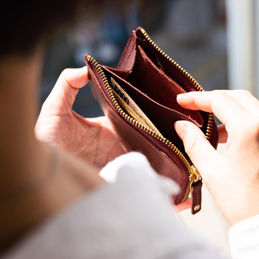 ミニ財布 L字ファスナー メンズ レディース 本革 ヌメ革 革