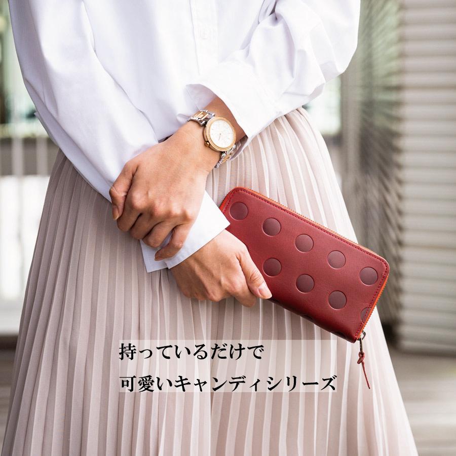 Kanmi 長財布 レディース ラウンドファスナー カンミ 本革 革 大容量 ボックス型 小銭入れ キャンディ 水玉 おしゃれ かわいい 日本製 誕生日 クリスマス ギフト プレゼント kanmi（カンミ） 長財布 レディース ラウンドファスナー 本革 大容量