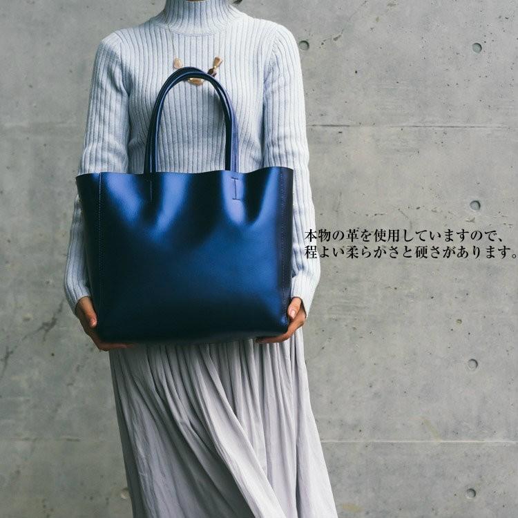 トートバッグ レディース 牛革 レザー 大人女子 大き目 ファスナー付き