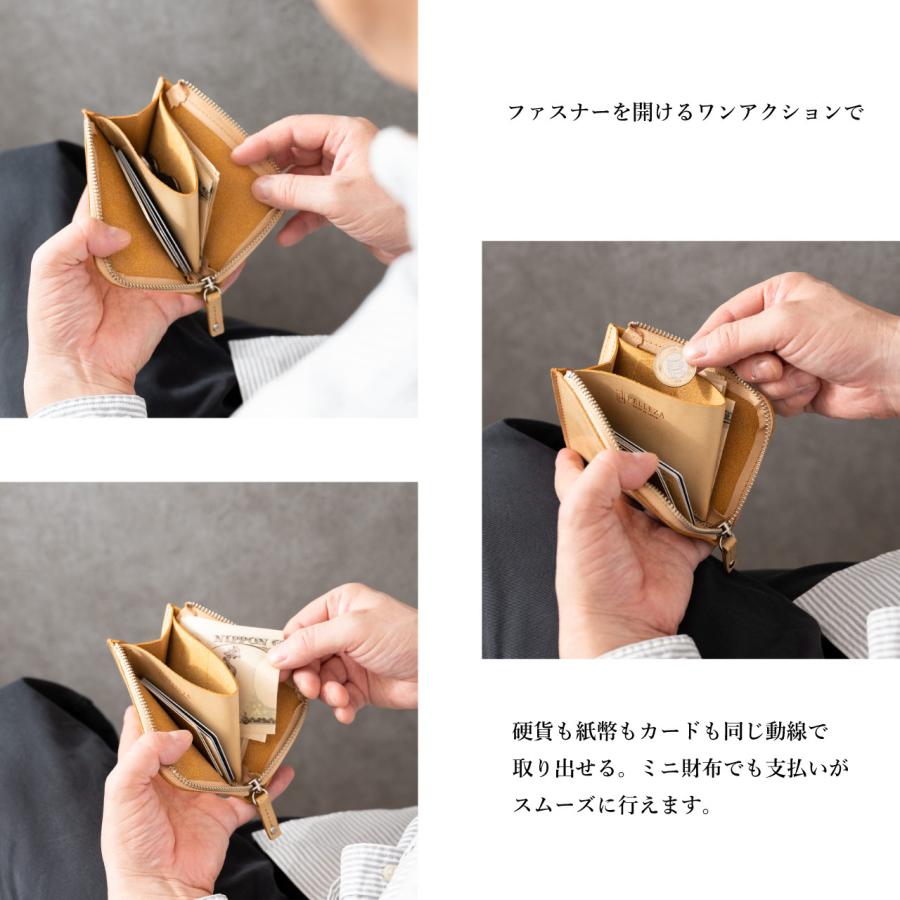 ミニ財布 メンズ レディース L字ファスナー 本革 革 薄い 薄型