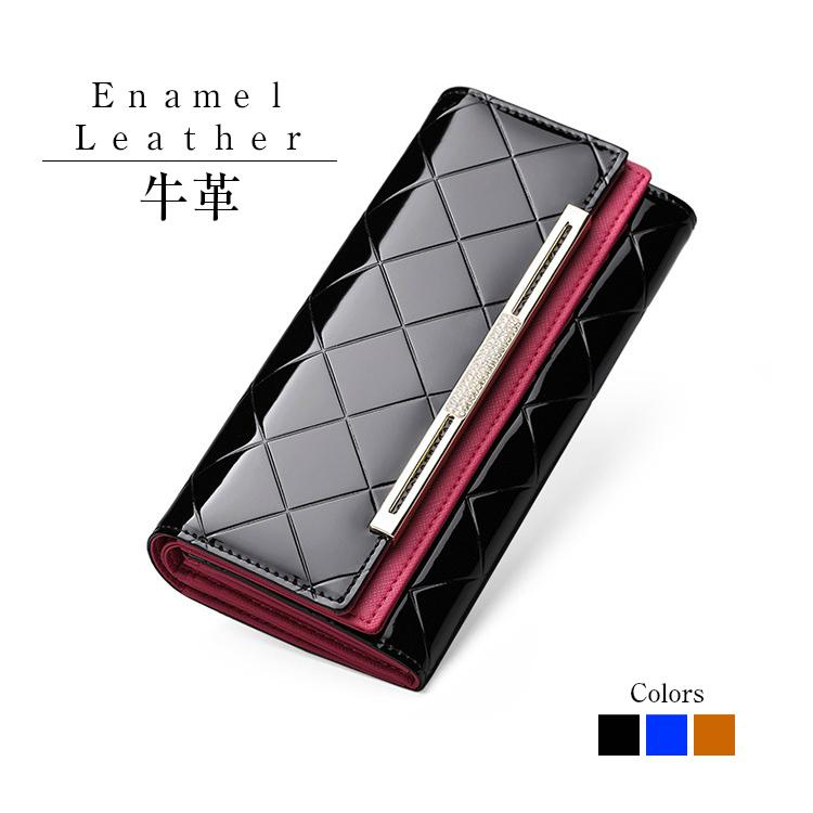 長財布 レディース エナメル かぶせ 財布 牛革 大容量 大人女性 バイカラー W Enml8039 イーサウンド 通販 Yahoo ショッピング