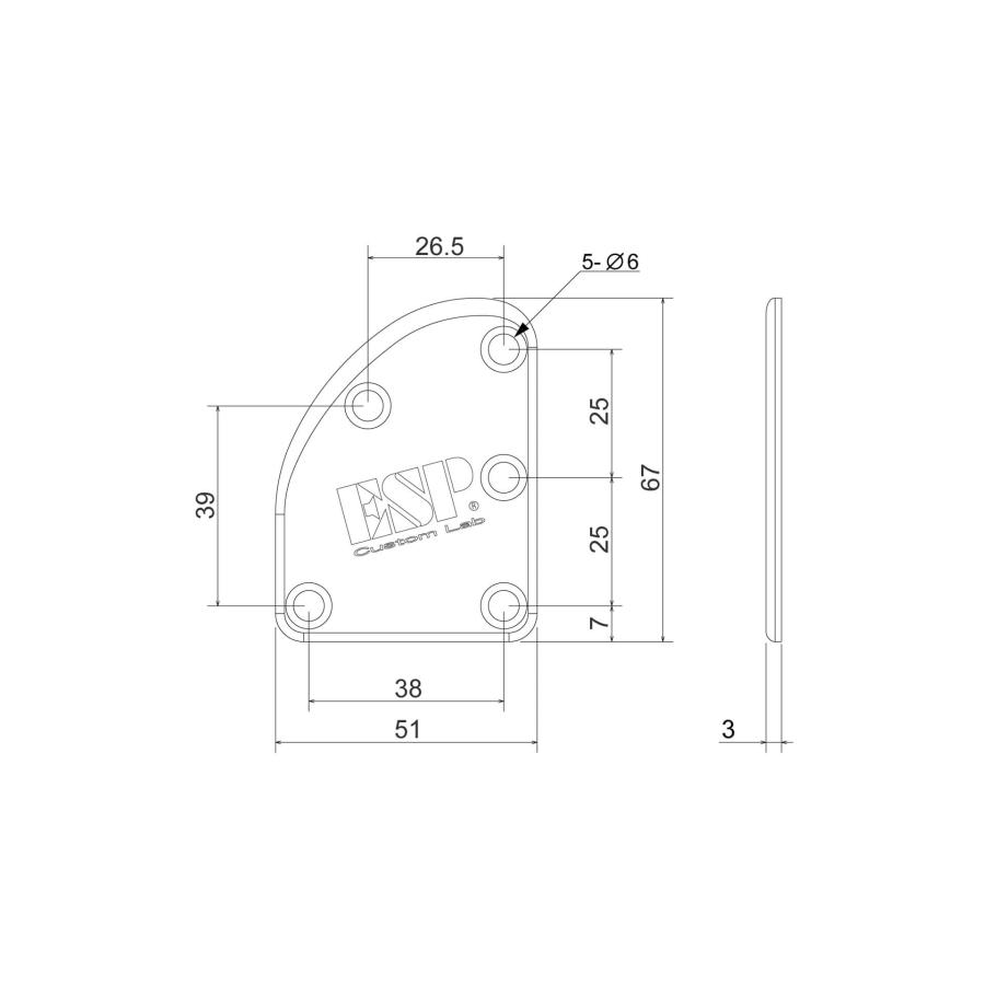 T-5 Neck Set Plate Brass Normal Blackの画像