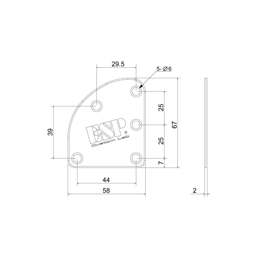 T-5 Neck Set Plate Brass Wide Chromeの画像