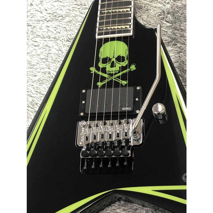 ESP EDWARDS/E-ALEXI GREENY Black with Lime Green Pinstripe & Skull