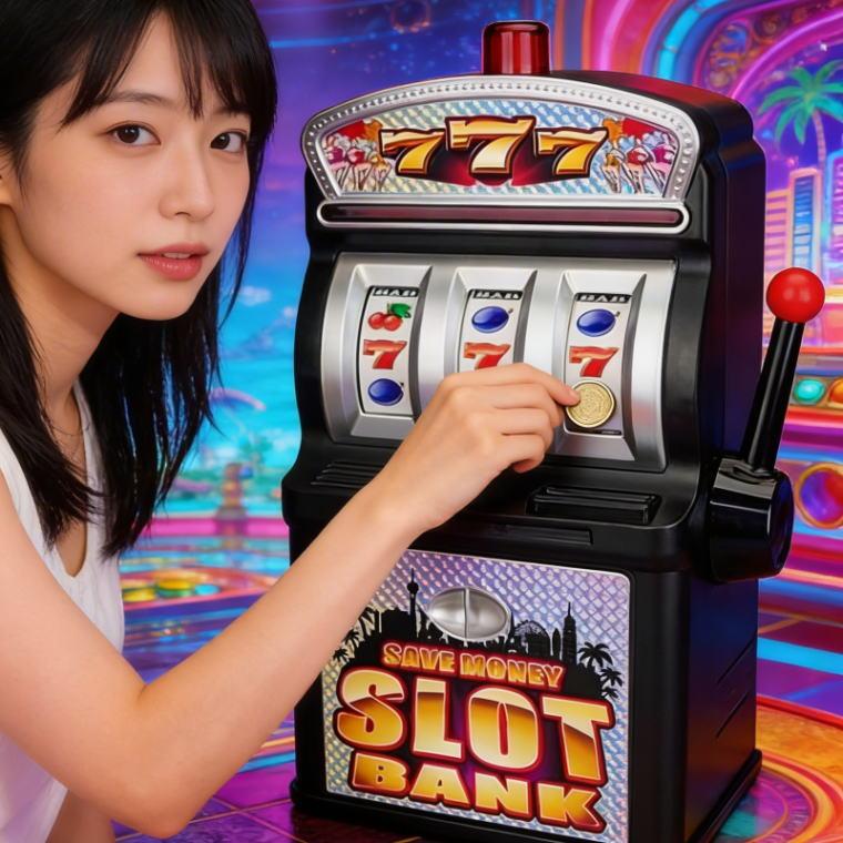 スロットバンク 貯金箱 ゲーム 卓上 玩具 おもしろ雑貨 カジノ 景品