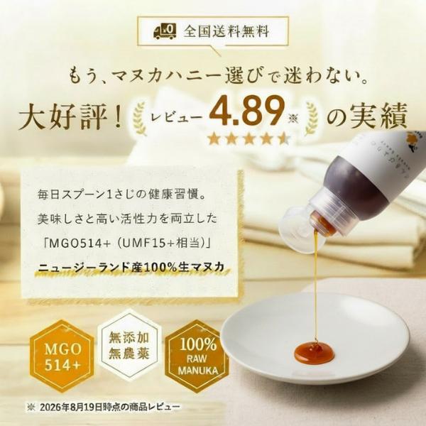 BeeMe マヌカハニー MGO514+ UMF15+ げんきびよりのマヌカハニー400g