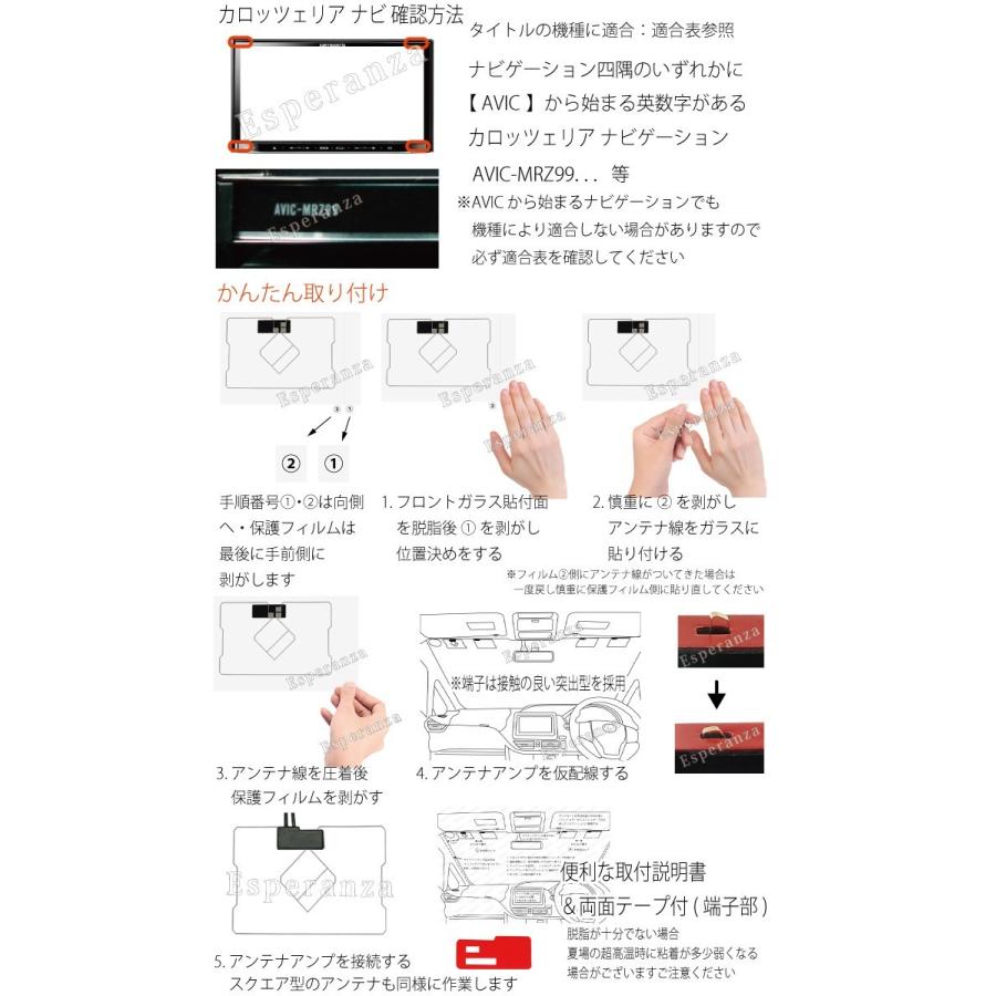 取説両面テープ付★ SPH-DA09★GPS一体型フィルムアンテナ コードセット カロッツェリア 地デジテレビ補修修理ナビ載せ替え｜esperanza-sky｜04