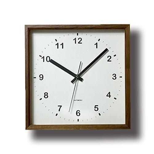 誠実 square muku KATOMOKU clock (クォーツ時計) 連続秒針 電波時計 ウォールナット 木 km-37BRC 掛け時計、壁掛け時計