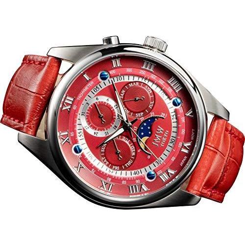 お洒落無限大 Jmw Tokyo 腕時計 メンズ 防水 レッド シルバー上級 ムーンフェイズ 本革ベルト ローマ数字 インデックス Web限定 Www Skylanceronline Com