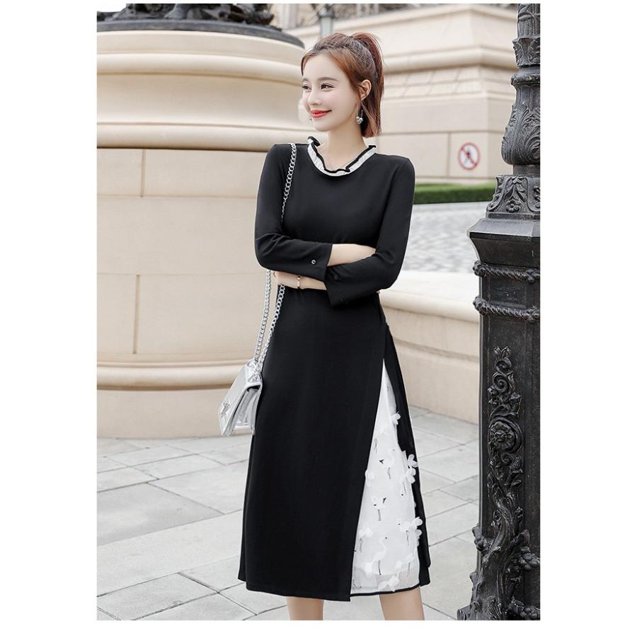 ワンピース レディース パーティードレス 長袖 ミディ丈 きれいめ 結婚式 お呼ばれ フレアスリーブ 切り替えワンピース 通勤 オシャレ Poji リラークショップ 通販 Yahoo ショッピング