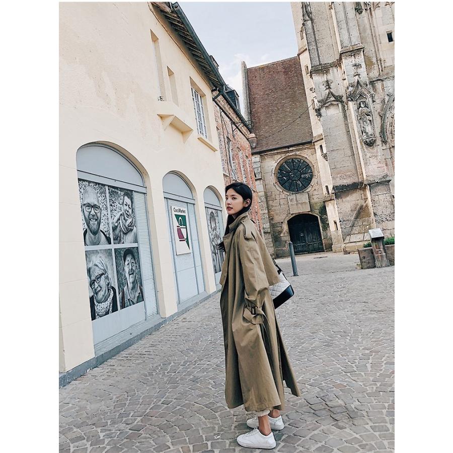 トレンチコート レディース 就活 通勤 ロング丈 膝下 ウエストベルト付き Vネック スプリングコート Wata リラークショップ 通販 Yahoo ショッピング