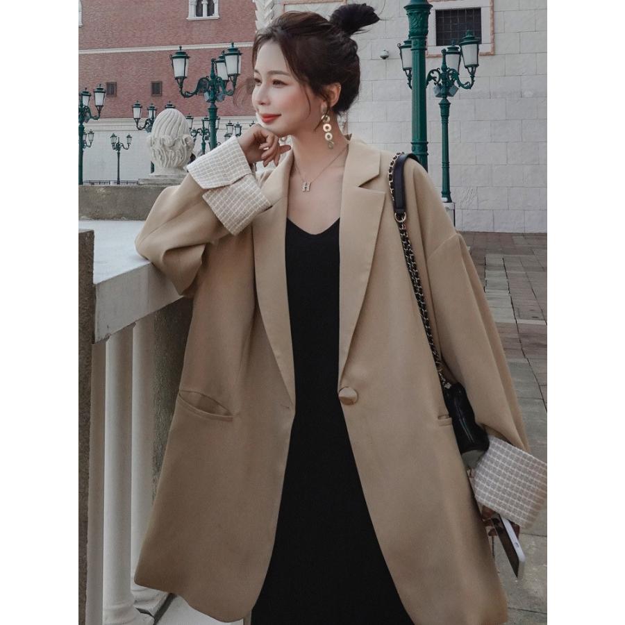 ジャケット アウター スーツ オーバーサイズ ゆったり テーラード レディース 安い 可愛い シンプル ロング ミディ丈 袖 折り返し Yasu リラークショップ 通販 Yahoo ショッピング