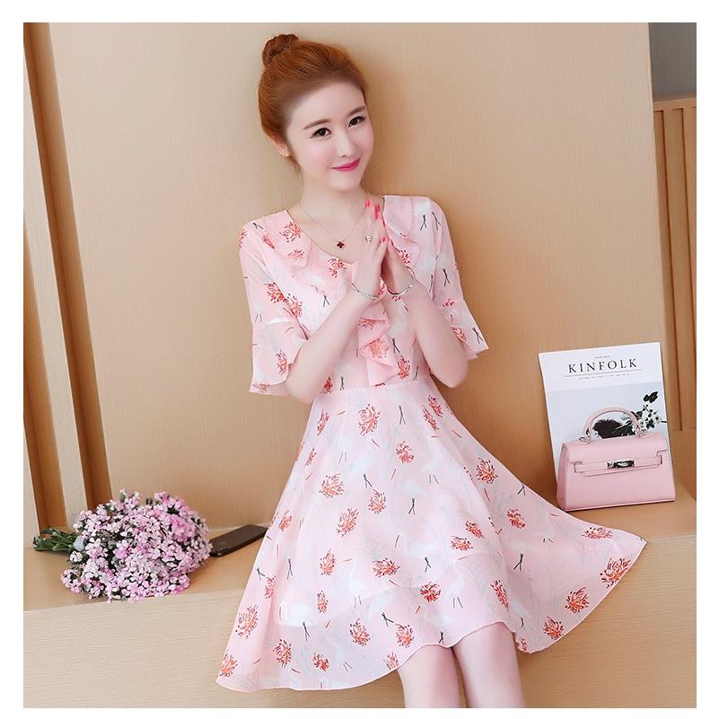 ワンピース 安い 可愛い ドレス 半袖 花柄 膝丈 春 夏 ミニワンピース ワンピ フリル ｖネック Yasu0401 リラークショップ 通販 Yahoo ショッピング