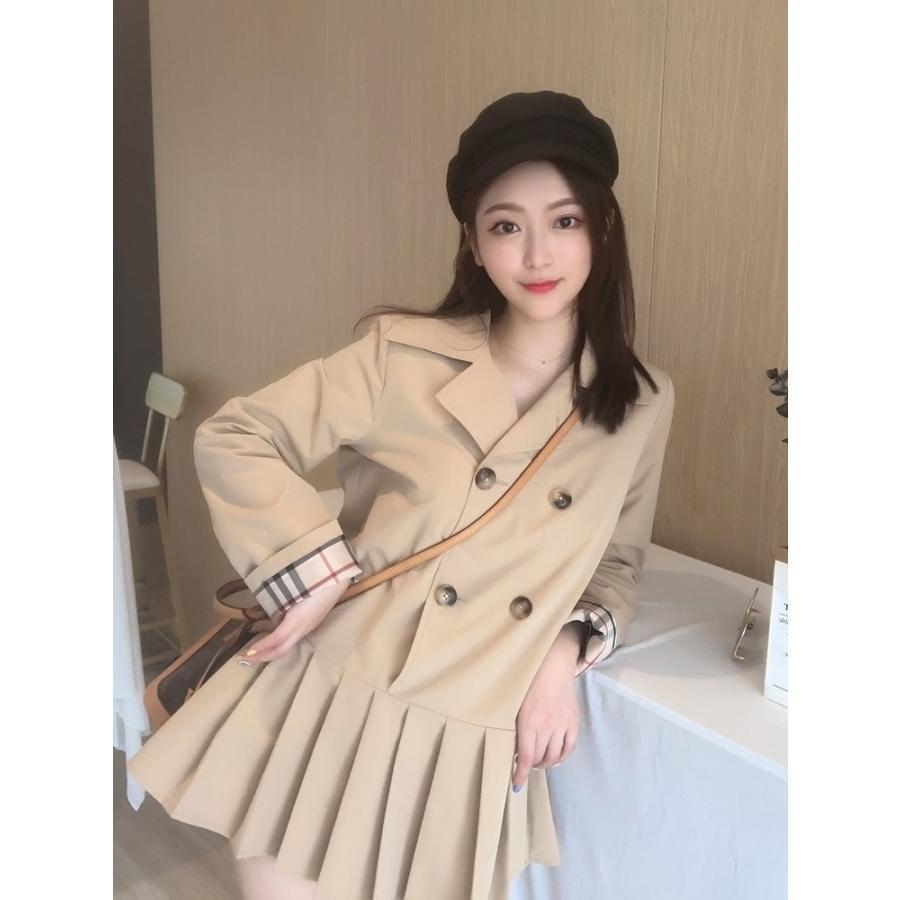 ワンピース ドレス ジャケット風 春 秋 長袖 ミニワンピ ミニ丈 お洒落 Ol 通勤 学生 プリーツスカート 安い 可愛い Yasu リラークショップ 通販 Yahoo ショッピング