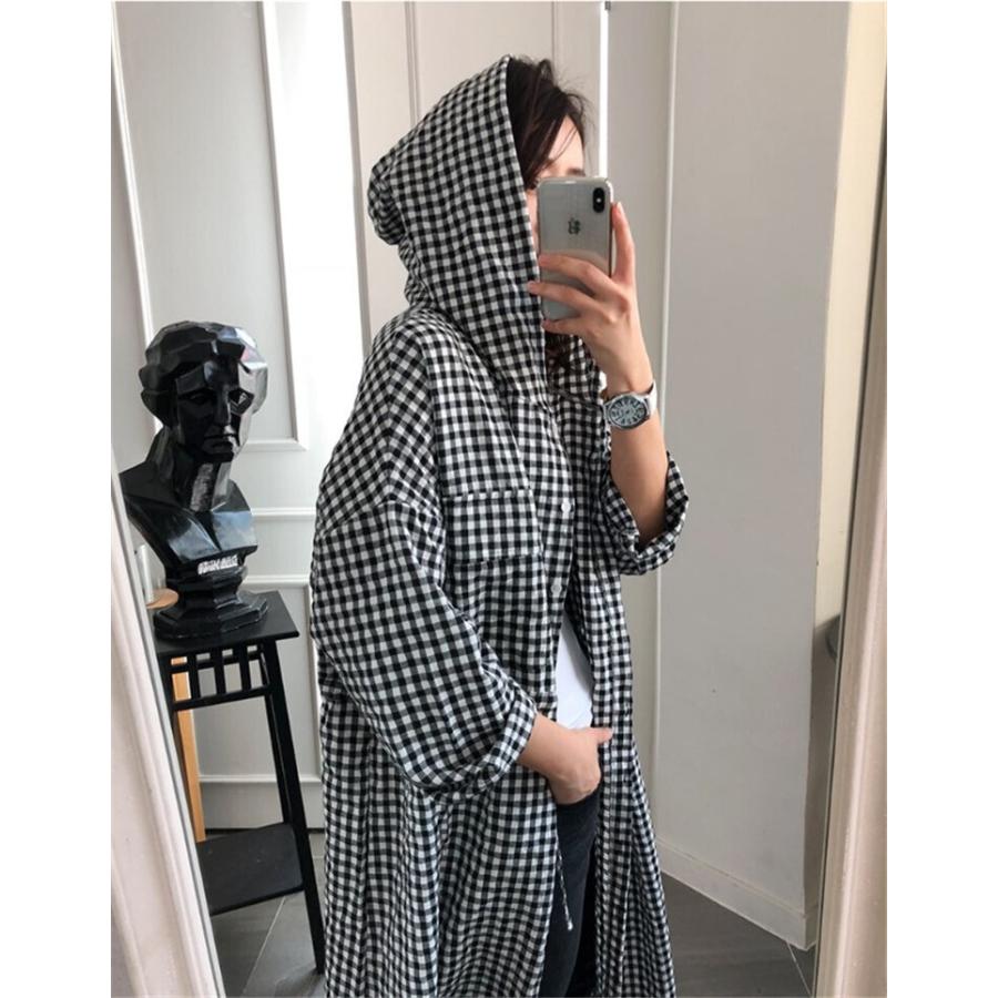 春 夏 ジャケット シャツ ロングシャツ アウター フード付き チェック柄 チェックシャツ ロング丈 Yasu0425 リラークショップ 通販 Yahoo ショッピング