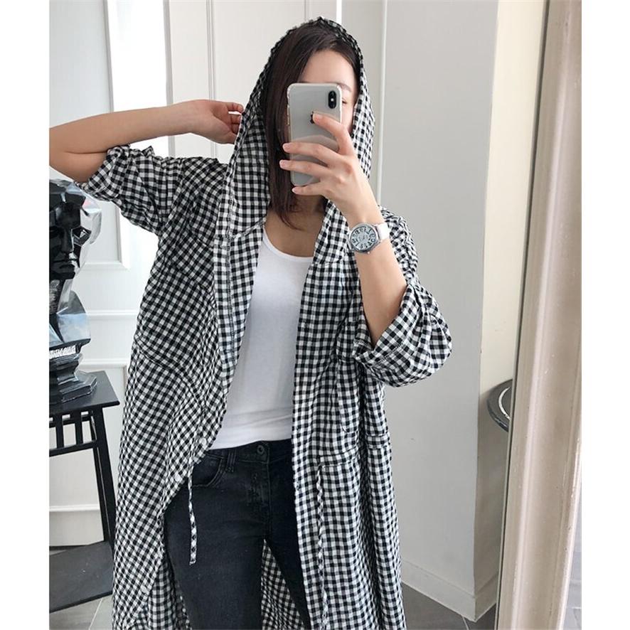 春 夏 ジャケット シャツ ロングシャツ アウター フード付き チェック柄 チェックシャツ ロング丈 Yasu0425 リラークショップ 通販 Yahoo ショッピング