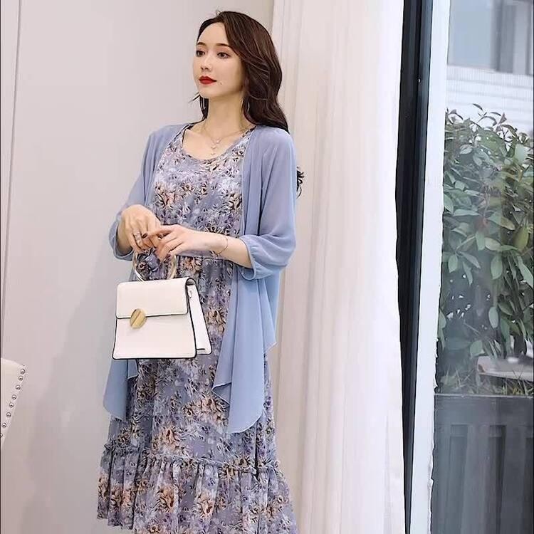 ツーピース セットアップ 2点セット ワンピース カーディガン 羽織り シフォン 花柄 ペプラム ドレス 安い 可愛い 花柄 膝丈 Yasu リラークショップ 通販 Yahoo ショッピング