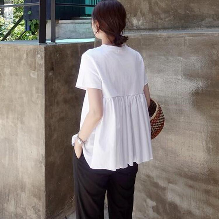 Tシャツ カットソー レディース おしゃれ デザイン プリーツ 半袖 安い 可愛い チュニック ラウンドネック Yasu リラークショップ 通販 Yahoo ショッピング